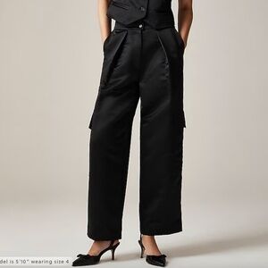 J. Crew X Christopher John Rogers High-rise Cargo Pant - Black Satin